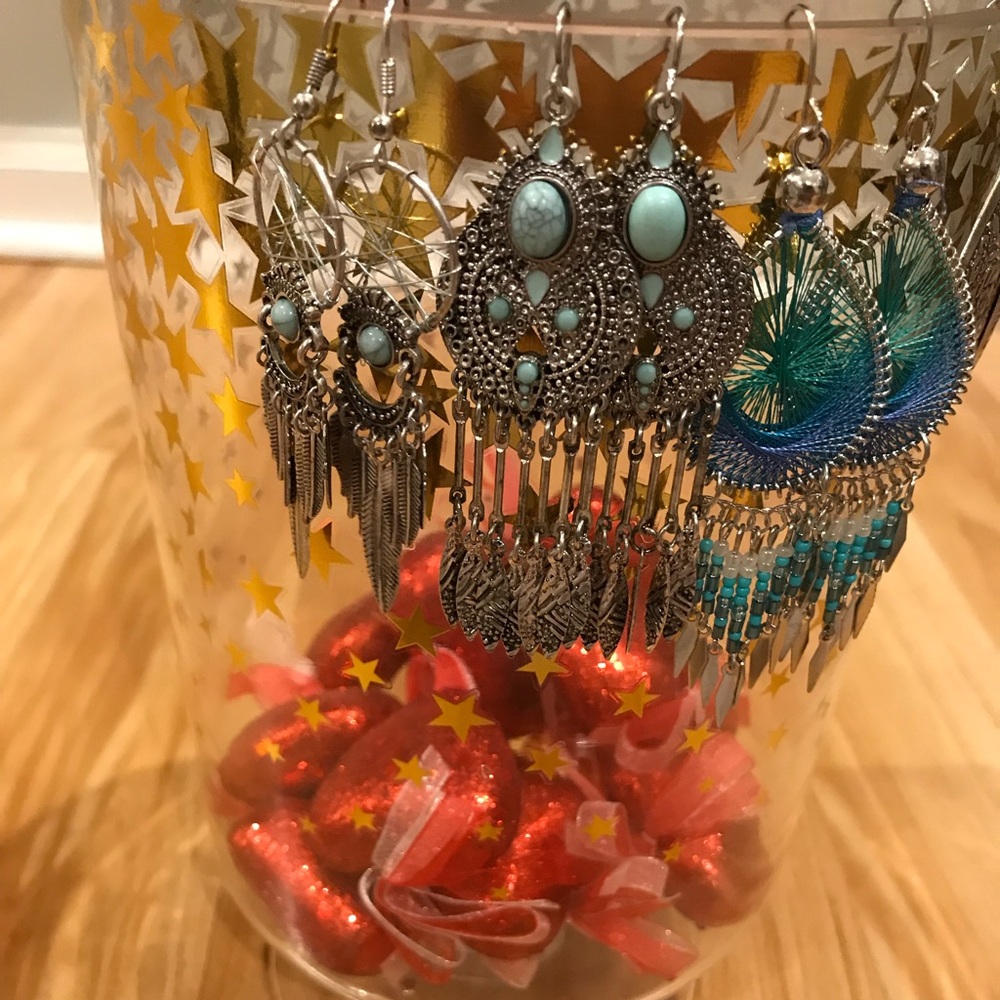 Turquoise dangle boho earrings